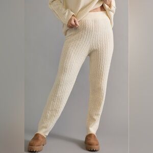 Francesca's Collections Cream Cable Knit Joggers